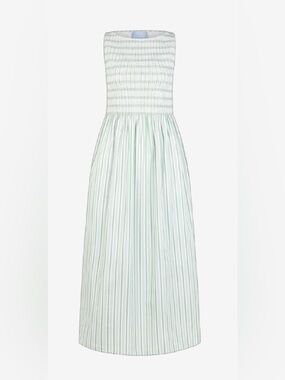 Hill House Home Cosima Nap Dress in Apple Green Stripe